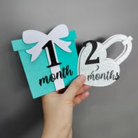 Image 4 of Baby & Co Tiffany Inspired 12 Months Milestone Cards Photo Prop. Tiffany Baby Shower Gift New Baby