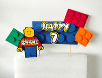 Image 2 of Building Blocks Lego Inspired Cake Toppers Set. Lego Birthday Party Decoration