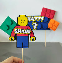 Image 3 of Building Blocks Lego Inspired Cake Toppers Set. Lego Birthday Party Decoration