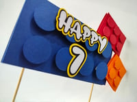 Image 4 of Building Blocks Lego Inspired Cake Toppers Set. Lego Birthday Party Decoration