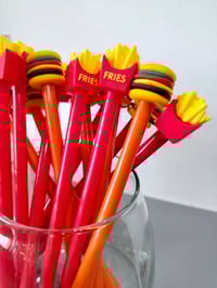 Image 1 of Fast Food Burger French Fries Pens. McDonalds Themed Party Supply Party Gifts Party Favors