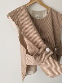 Image 3 of "ANNA" VEST _ CREAM - CIOCCOLATE STRIPE_ COTTON
