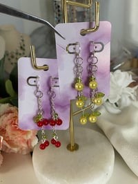 Image 1 of Cherry dangle earrings, lemon dangle earrings, fruit dangle earrings