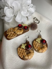 Image 1 of Dessert platter earrings, bakery goods earrings, clay food earrings, cute food keychain