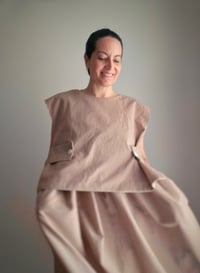 Image 5 of "BIANCA" DRESS _ CREAM - CIOCCOLATE STRIPE_ COTTON