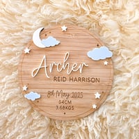 Image 3 of Stars & Moon Baby Announcement Plaques
