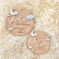 Image 1 of Stars & Moon Baby Announcement Plaques