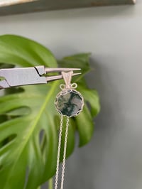 Image 5 of Silver Moss Agate Coin Crystal Necklace