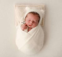 Image 1 of Long Angora Knit Wraps - White 