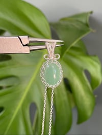 Image 1 of Silver Green Aventurine Oval Crystal Necklace