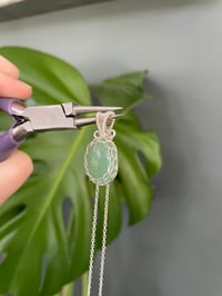 Image 6 of Silver Green Aventurine Oval Crystal Necklace