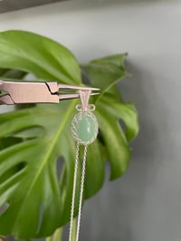 Image 2 of Silver Green Aventurine Oval Crystal Necklace
