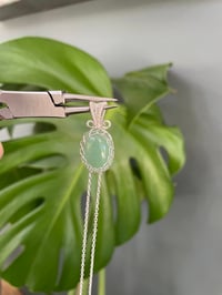 Image 4 of Silver Green Aventurine Oval Crystal Necklace