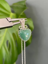 Image 1 of Silver Green Rutile Heart Crystal Necklace