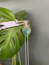Image 3 of Silver Green Rutile Heart Crystal Necklace