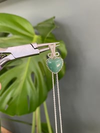 Image 4 of Silver Green Rutile Heart Crystal Necklace