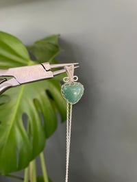 Image 2 of Silver Green Rutile Heart Crystal Necklace