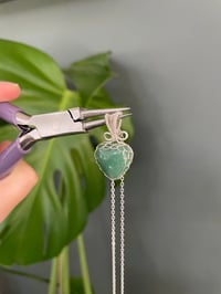 Image 5 of Silver Green Rutile Heart Crystal Necklace