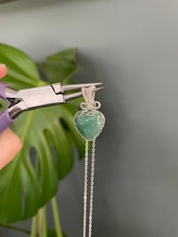 Image 6 of Silver Green Rutile Heart Crystal Necklace