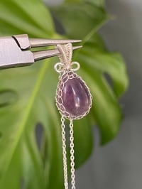 Image 1 of Silver Amethyst Teardrop Crystal Necklace