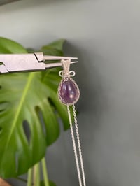 Image 2 of Silver Amethyst Teardrop Crystal Necklace