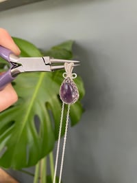 Image 4 of Silver Amethyst Teardrop Crystal Necklace
