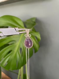 Image 3 of Silver Amethyst Teardrop Crystal Necklace