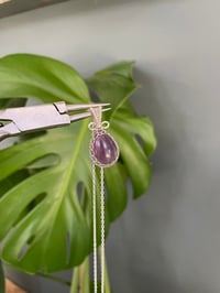 Image 5 of Silver Amethyst Teardrop Crystal Necklace