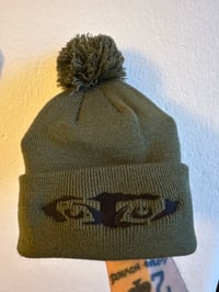 Image 2 of EYES POMPOM BEANIE