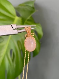Image 1 of Gold Rose Quartz Oval Crystal Necklace