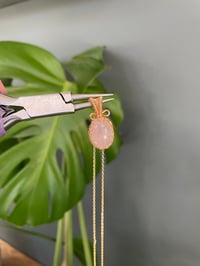 Image 3 of Gold Rose Quartz Oval Crystal Necklace