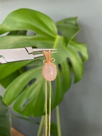 Image 2 of Gold Rose Quartz Oval Crystal Necklace