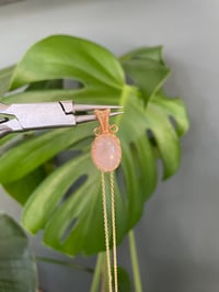 Image 4 of Gold Rose Quartz Oval Crystal Necklace