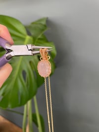 Image 6 of Gold Rose Quartz Oval Crystal Necklace
