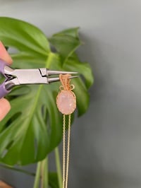 Image 7 of Gold Rose Quartz Oval Crystal Necklace
