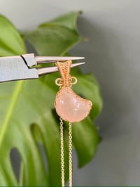 Image 1 of Gold Rose Quartz Moon Crystal Necklace