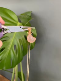Image 3 of Gold Rose Quartz Moon Crystal Necklace