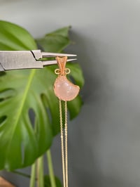 Image 2 of Gold Rose Quartz Moon Crystal Necklace