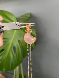 Image 4 of Gold Rose Quartz Moon Crystal Necklace