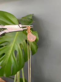 Image 5 of Gold Rose Quartz Moon Crystal Necklace