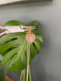 Image 2 of Gold Rose Quartz Heart Crystal Necklace
