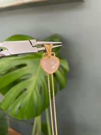 Image 4 of Gold Rose Quartz Heart Crystal Necklace
