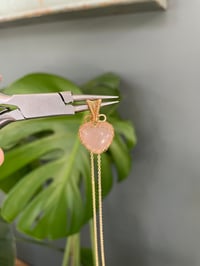 Image 5 of Gold Rose Quartz Heart Crystal Necklace