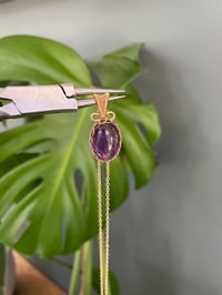 Image 3 of Gold Amethyst Oval Crystal Necklace