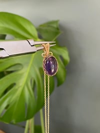 Image 4 of Gold Amethyst Oval Crystal Necklace