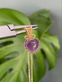 Image 1 of Gold Amethyst Heart Crystal Necklace