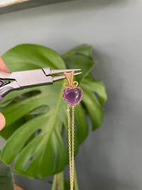 Image 3 of Gold Amethyst Heart Crystal Necklace