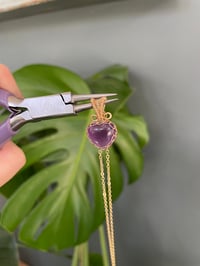 Image 4 of Gold Amethyst Heart Crystal Necklace