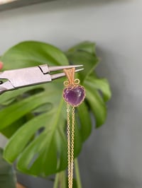 Image 2 of Gold Amethyst Heart Crystal Necklace