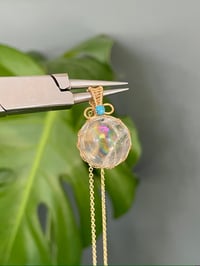 Image 1 of Gold Clear Quartz Sphere Crystal Necklace